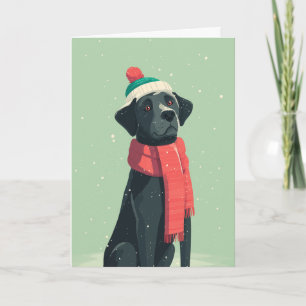 Tarjeta Saludo Navideño de Labrador Negro