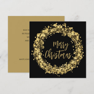 Tarjeta Saludo navideño de oro y amarre negro
