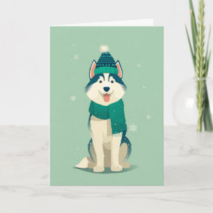 Tarjeta Saludo Navideño Husky