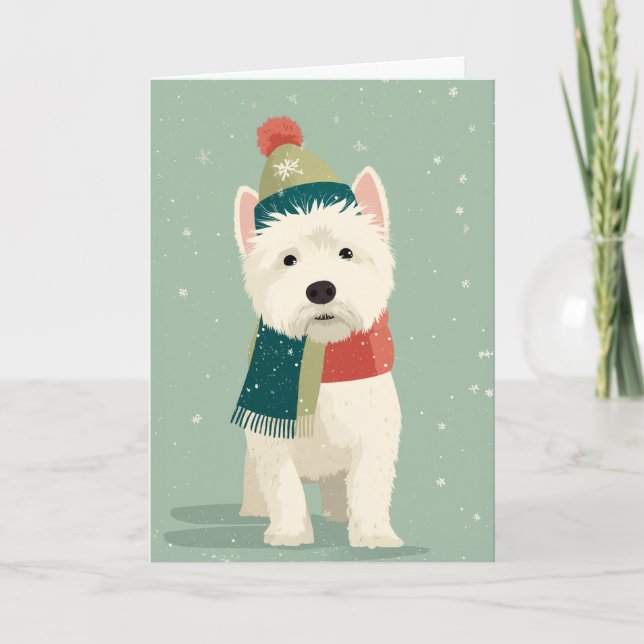 Tarjeta Saludo Navideño Westie (Anverso)
