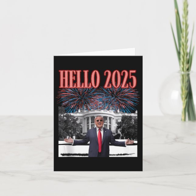 Tarjeta Saludo Patriótico a Trump Año Nuevo 2025 Nocheviej (Anverso)