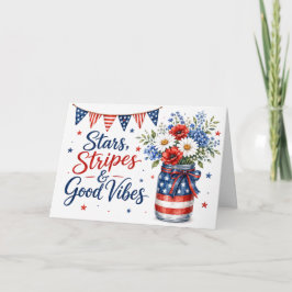 Tarjeta Saludo Patriótico de Estrellas, Franjas y Buenos S