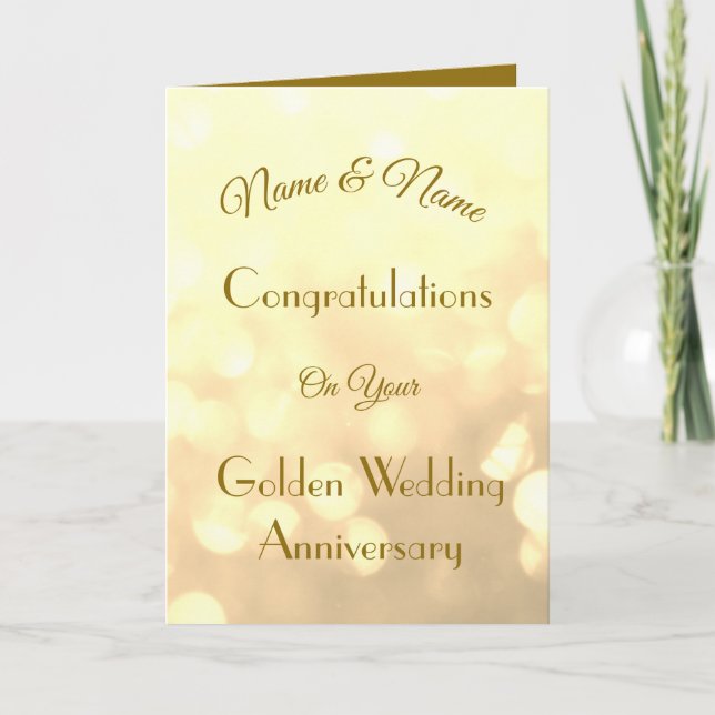 Tarjeta Saludo personalizado de aniversario de oro (Anverso)