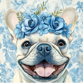 Tarjeta Saludo personalizado de Bulldog Francés Azul