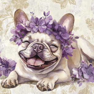 Tarjeta Saludo personalizado de Bulldog Francés púrpura so