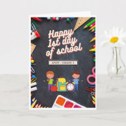 Tarjeta Saludo personalizado de primer día escolar