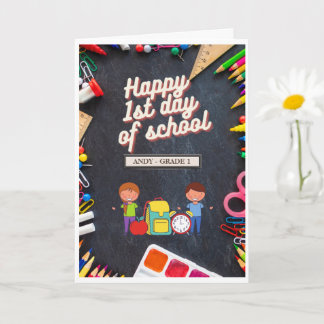 Tarjeta Saludo personalizado de primer día escolar