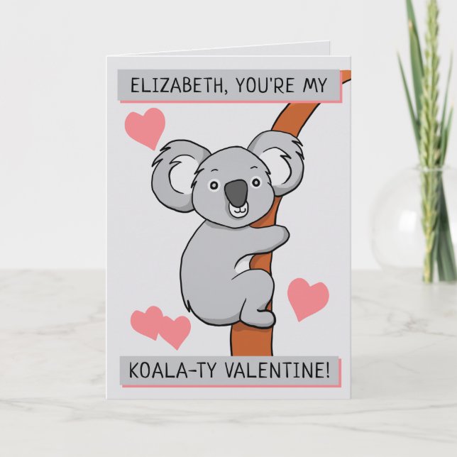 Tarjeta Saludo personalizado de San Valentín de Koala-ty (Anverso)