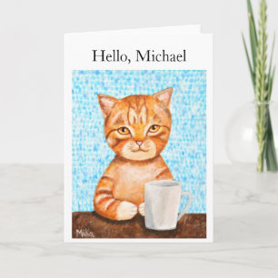 Tarjeta Saludo personalizado divertido gato atigrado naran