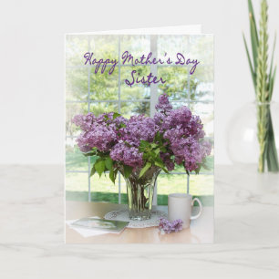 Tarjeta Saludo por el Día de la Madre - Hermana - Lilacs