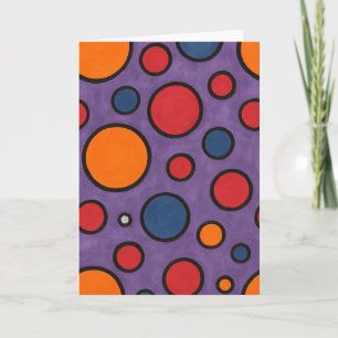 Tarjeta Saludo rojo y Naranja con puntos de polka