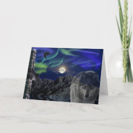 Tarjeta Saludo-tarjeta del lobo gris, de los cuervos y de