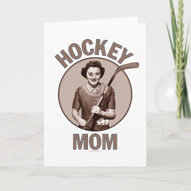Tarjeta Saludo y avisos de mamá de hockey (Anverso)