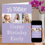 Tarjeta Saludo y edad editables | 3 Cumpleaños de la foto<br><div class="desc">Crea tu propia tarjeta de cumpleaños con 3 de tus fotos favoritas. Toda la redacción es editable, por lo que se puede personalizar el diseño para que se ajuste a cualquier edad e incluir un nombre o pariente (por ejemplo, Emily, Grandma, etc). La plantilla de fotos mostrará sus imágenes en...</div>
