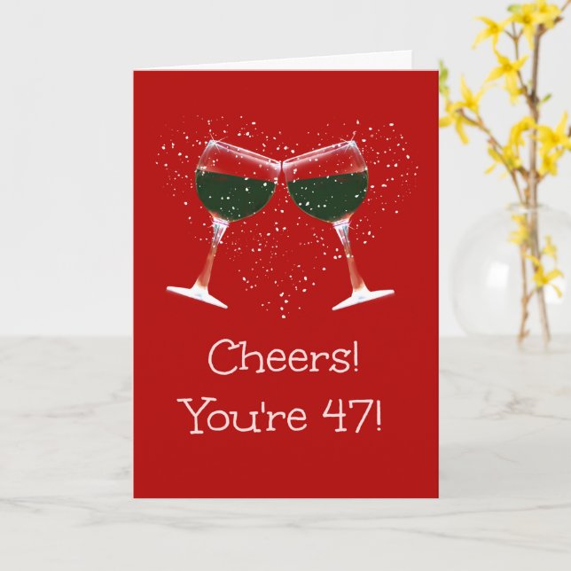 Tarjeta Saludos 47.º Vino de Cumpleaños (flor amarilla)