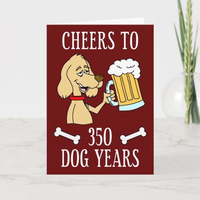 Tarjeta Saludos a 350 años de perro 50 cumpleaños (Anverso)