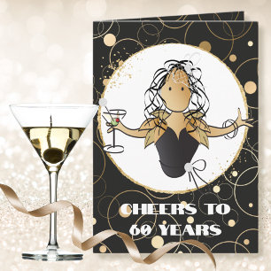 Tarjeta Saludos a 60 Mujer de Dibujos Animados Glamurosa y