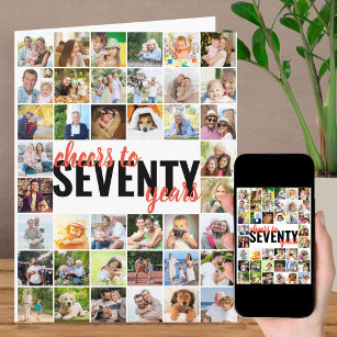 Tarjeta Saludos a 70 años Collage de fotos 70 cumpleaños
