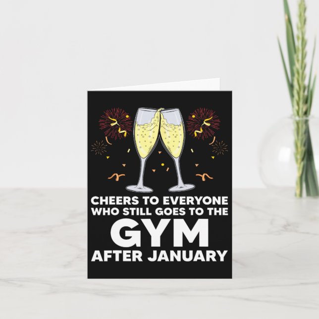 Tarjeta Saludos A La Gimnasio Después De Enero Feliz Año N (Anverso)