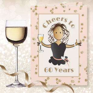 Tarjeta Saludos a los 60 por su cumpleaños Purpurina Glam