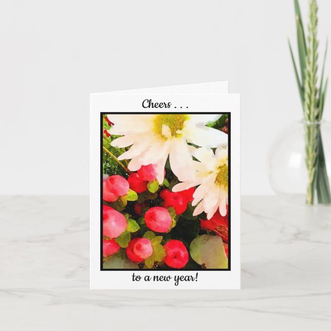 Tarjeta ¡Saludos a un Año Nuevo! Feliz Año Nuevo saludable (Anverso)