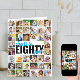 Tarjeta Saludos al Collage de fotos 80 años