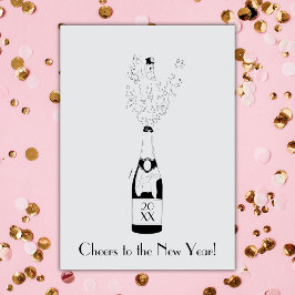 Tarjeta Saludos Al Saludo De La Botella De Champagne De Añ
