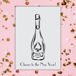 Tarjeta Saludos Al Saludo De La Botella De Champagne De Añ