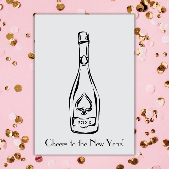 Tarjeta Saludos Al Saludo De La Botella De Champagne De Añ (Subido por el creador)