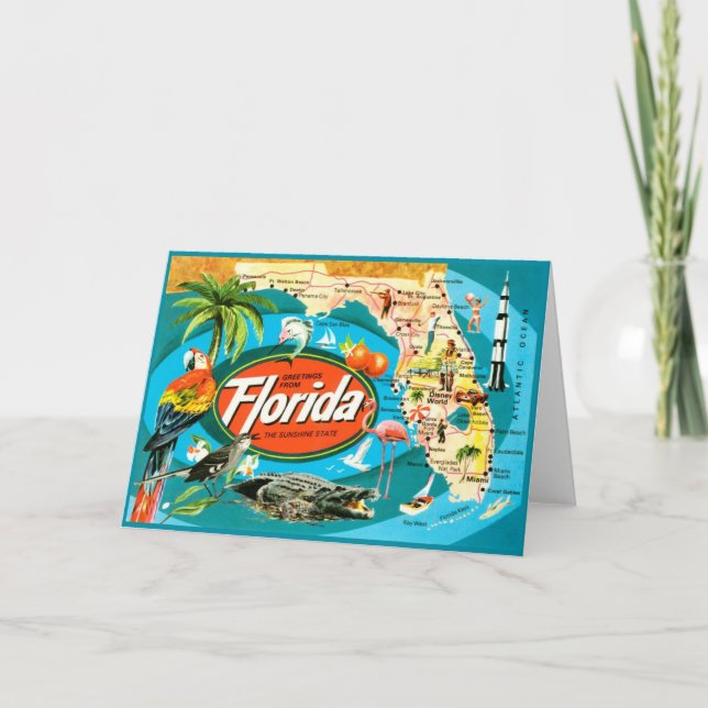 Tarjeta Saludos clásicos de mediados del siglo de Florida (Anverso)