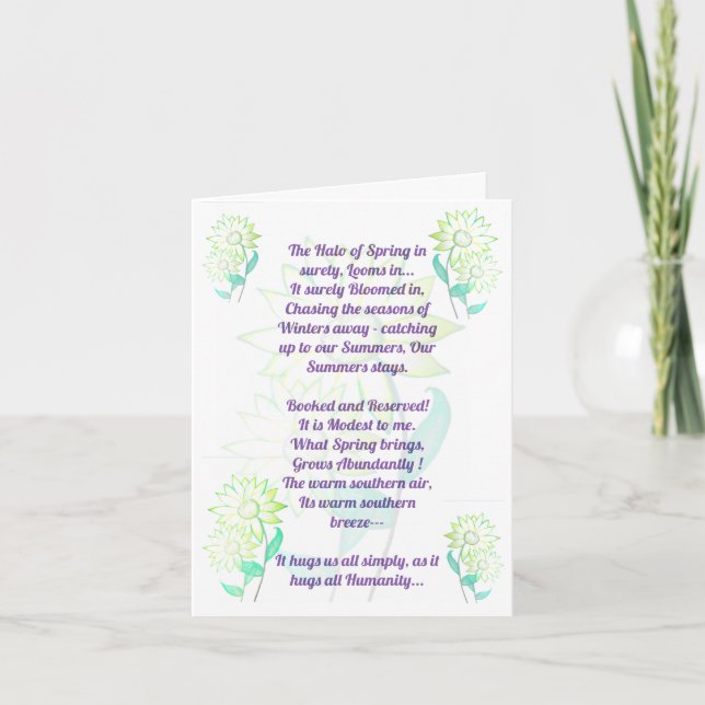 Tarjeta Saludos de Alegrías de Primavera (Anverso)