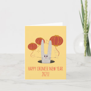 Tarjeta Saludos de Año Nuevo Lunar para el Año del Conejo