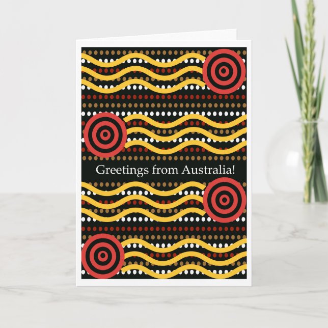 Tarjeta Saludos de Australia, pintura aborigen del punto (Anverso)