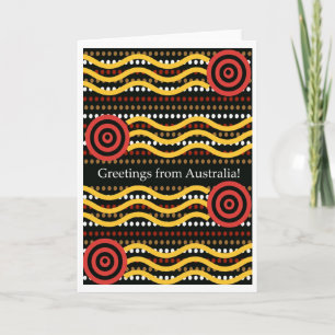 Tarjeta Saludos de Australia, pintura aborigen del punto