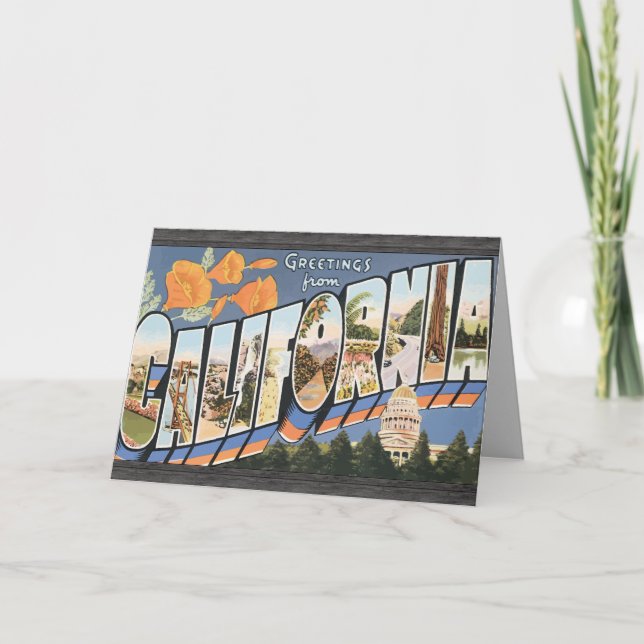 Tarjeta Saludos de California, vintage (Anverso)