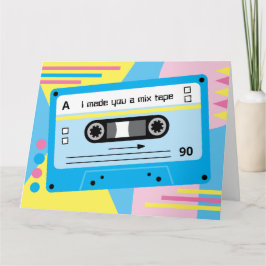 Tarjeta Saludos de cinta mixta de casete azul Old Skool