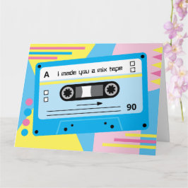 Tarjeta Saludos de cinta mixta de casete azul Old Skool