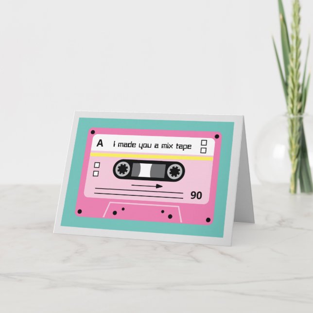 Tarjeta Saludos de cinta mixta rosa Old Skool (Anverso)