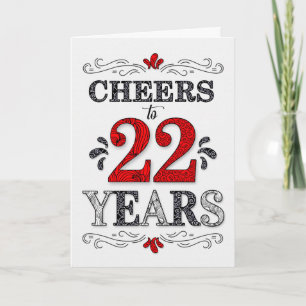 Tarjeta Saludos de cumpleaños 22 en el patrón negro blanco