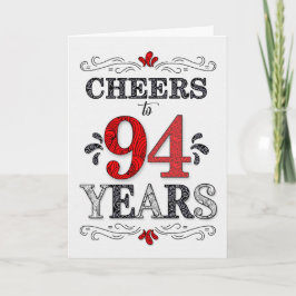 Tarjeta Saludos de cumpleaños 94 en el patrón negro blanco