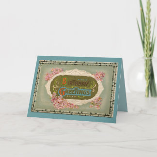 Tarjeta Saludos de cumpleaños de Art Nouveau vintage