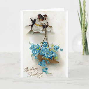 Tarjeta Saludos de cumpleaños de perro y zapato