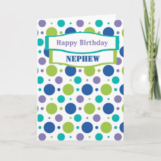 Tarjeta Saludos de cumpleaños del sobrino Polka Azul de la