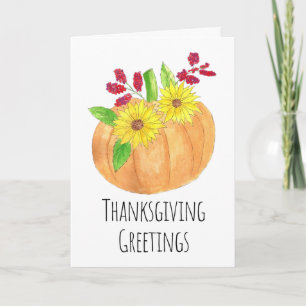 Tarjeta Saludos de Gracias Calabaza y girasoles
