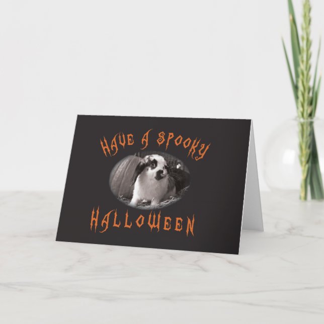 Tarjeta Saludos de Halloween con el conejo (Anverso)