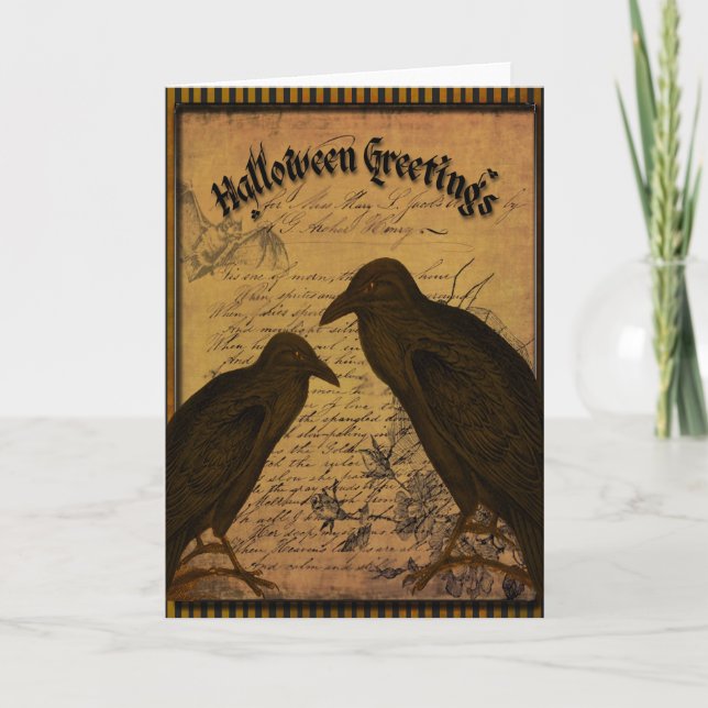 Tarjeta Saludos de Halloween - Crows (Anverso)