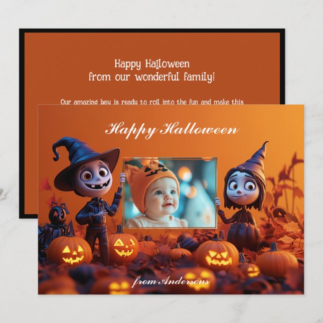 Tarjeta Saludos de Halloween de la Calabaza Pals (Anverso / Reverso)