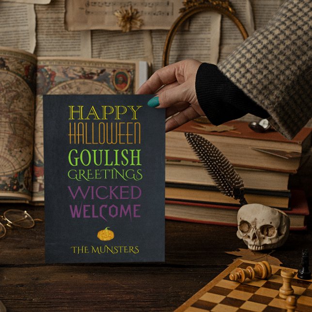 Tarjeta Saludos de Halloween en Chalkboard Text (Subido por el creador)