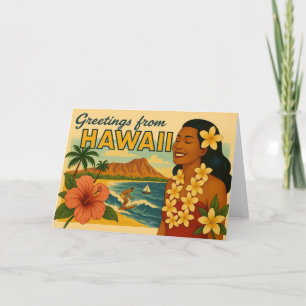 Tarjeta Saludos de la época dorada del turismo hawaiano