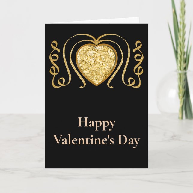 Tarjeta Saludos de la familia Big Gold Heart Valentine (Anverso)